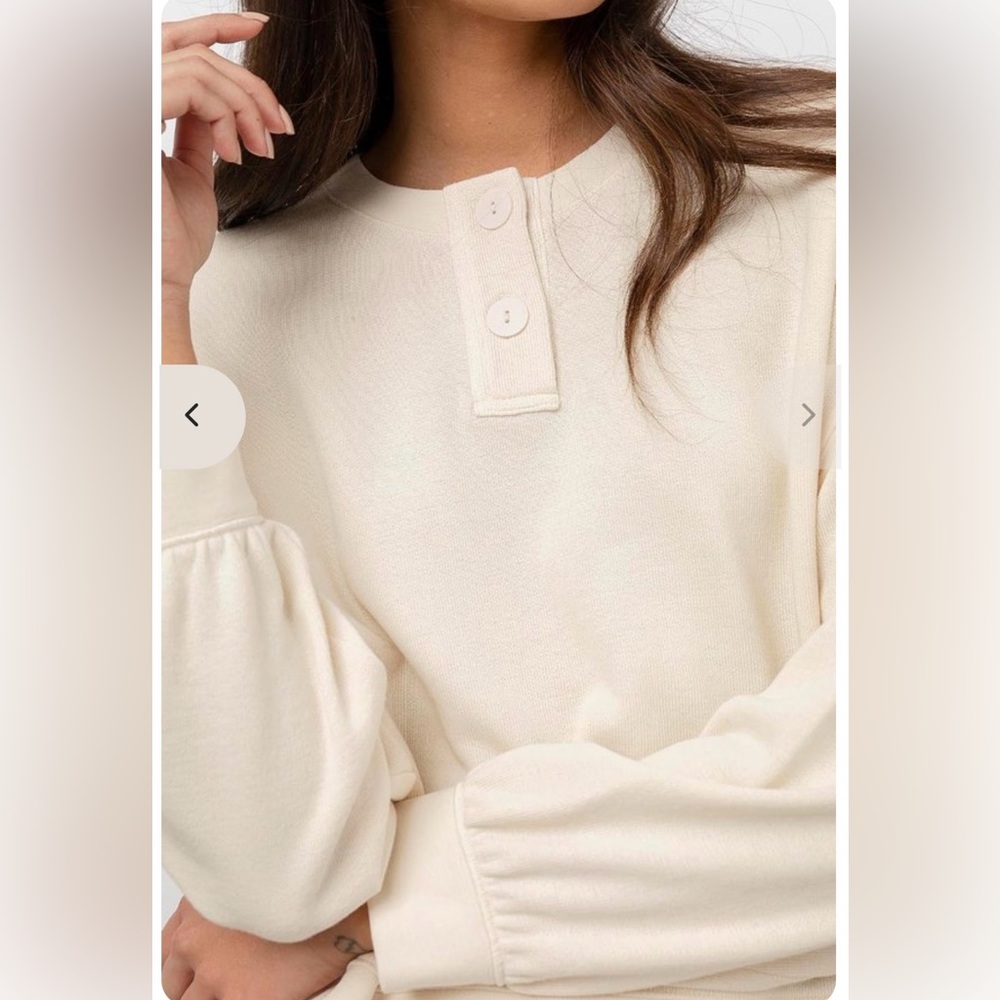 Rails Erin Henley Sweatshirt Ivory Small - Picture 4 of 11